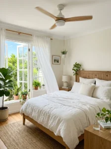 Warm layered bedroom lighting creates a relaxing and peaceful environment.