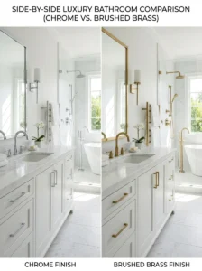 Chrome versus brushed brass bathroom fixtures comparison