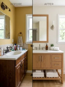 Before and after bathroom refresh without a full renovation.