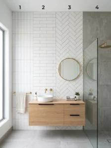 Different bathroom tile layout patterns comparison