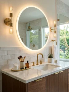 Modern bathroom vanity with high CRI LED lighting