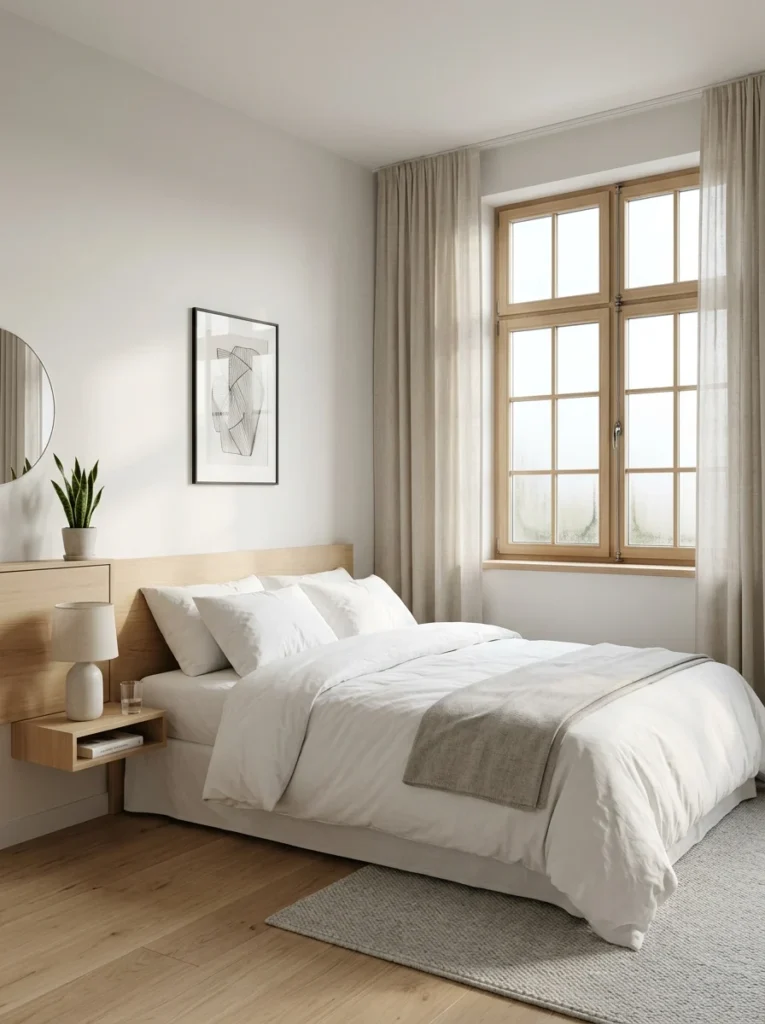 Modern bedroom that feels stuffy due to poor overnight ventilation.