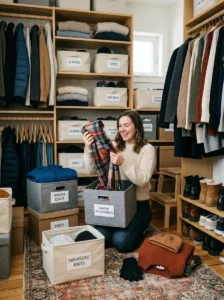 Rotating stored seasonal clothes back into visible closet space