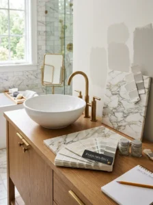 Choosing bathroom paint color to match tile and fixtures