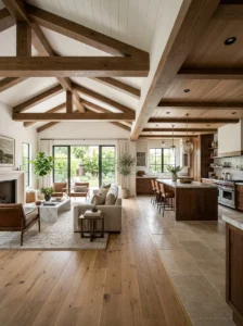 Architectural features creating zones in an open-plan home