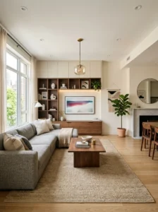 Functional and stylish small living room for a large family