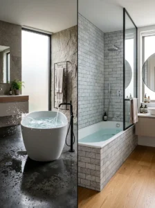 Simple bathroom faucet design compared with a trendy waterfall faucet.