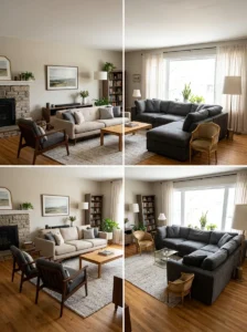 Balanced versus mismatched furniture proportions