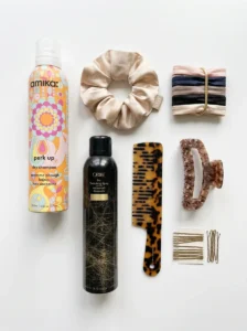 Essential products for creating quick hairstyles during busy mornings.