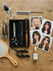 Essential styling tools and inspiration for choosing bangs.