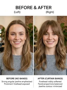 How bangs balance facial features