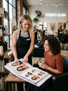 Alt Text: Hairstylist answering questions about growing out a bad haircut.