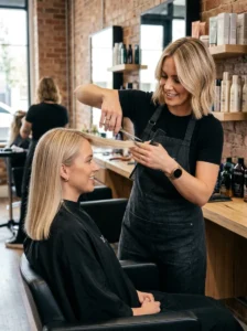Alt Text: Naturally voluminous fine hair with realistic styling.