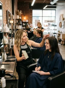 Alt Text: Hairstylist answering common greasy hair questions.