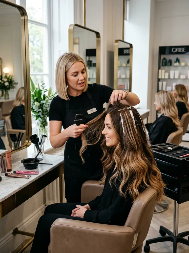 Alt Text: Comparison of balayage, highlights, and ombre hair coloring techniques.