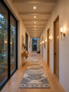 Light-colored hallway creating a spacious feeling.
