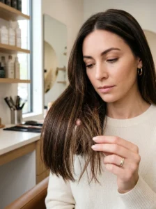 Dermatologist checking scalp health for hair growth concerns.