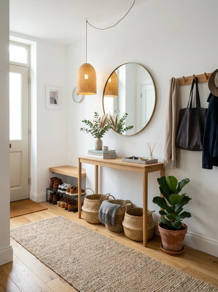 Modern Scandinavian entryway creating a welcoming first impression