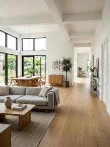 Alt Text: Repeating accent color connecting different rooms.