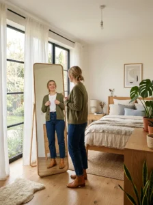 Bedroom mirror reflecting movement during sleep