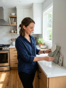 Testing kitchen backsplash tile samples before installation