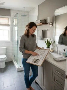Refreshed bathroom after simple budget-friendly updates.