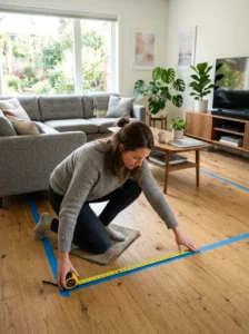 Measuring a living room before buying a rug