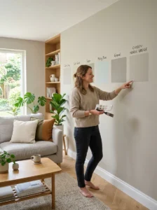 Step-by-step process for testing paint colors before painting a room