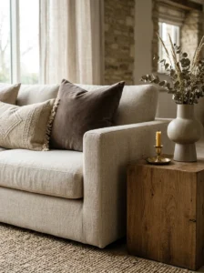 Mixed textures in a neutral living room