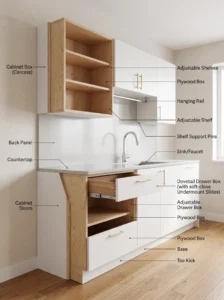 Kitchen cabinet showing cabinet box doors and drawer fronts