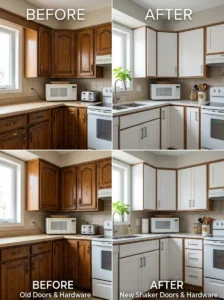 Before and after kitchen cabinet refacing makeover