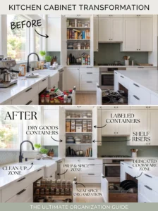 How to organize kitchen cabinets for easy access and storage