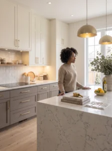 Timeless two-tone kitchen cabinets with neutral colors