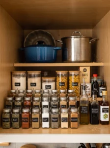 Kitchen cabinet organized by frequency of use