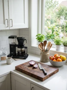 Kitchen counter with only essential everyday items
