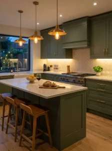 Kitchen with pendant lights and under cabinet LED lighting