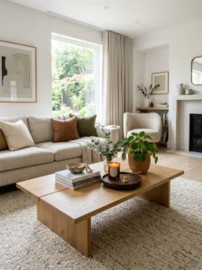 Naturally styled coffee table that looks lived in