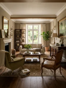 Curated mix of antique and modern furniture