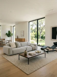 Minimal living room showing how decluttering creates a finished look