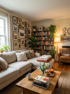 Living room decorated with personal touches and meaningful accessories