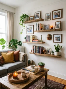 Personal décor making a rented living room feel unique