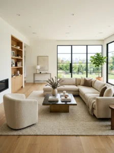 Living room with clear traffic flow between furniture