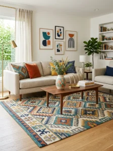 Choosing an accent color from an existing living room rug