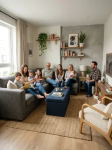 Sectional sofa maximizing seating in a small living room