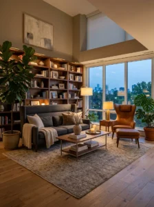 Enclosed seating area creating a cozy atmosphere
