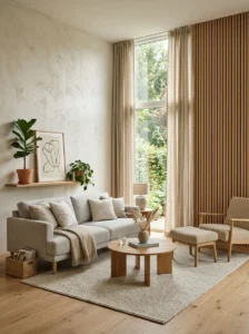 Textured wall finishes adding depth to a room.