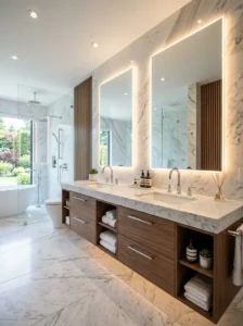Double vanity bathroom designed for two people.