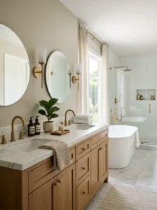 Elegant bathroom with timeless neutral color palette