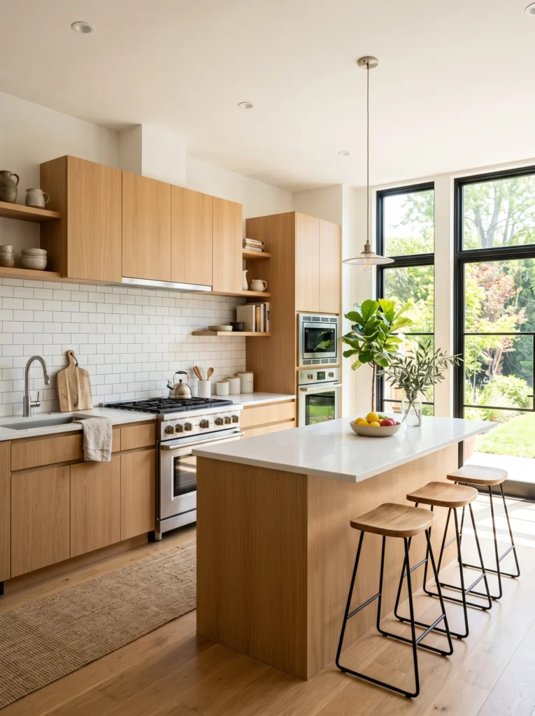 Timeless kitchen backsplash that matches white cabinets and quartz countertops