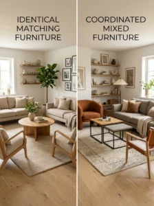 Comparison of matching furniture and coordinated furniture.